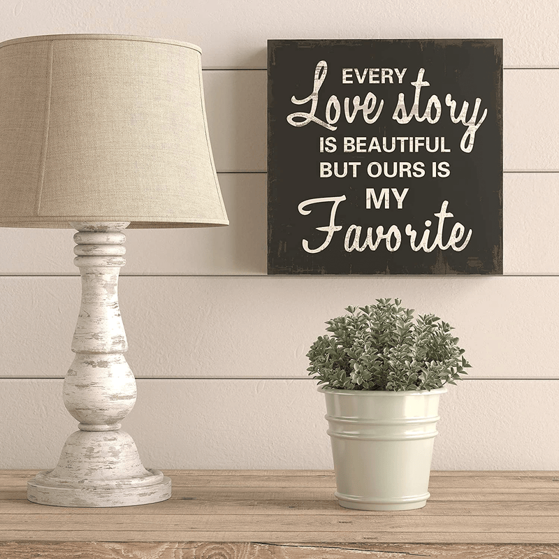 Barnyard Designs 'Every Love Story is Beautiful' Wooden Box Wall Art Sign, Primitive Country Farmhouse Home Decor Sign with Sayings, 8" x 8" Home & Garden > Decor > Seasonal & Holiday Decorations Barnyard Designs   