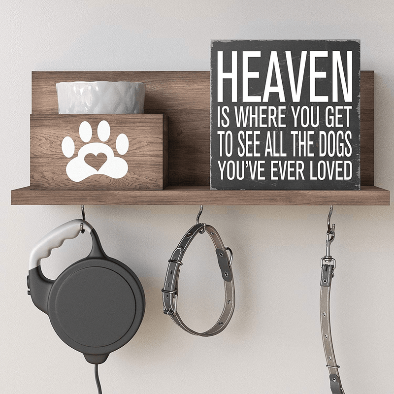 Barnyard Designs Heaven is Where You Get to See All The Dogs You’ve Ever Loved Box Sign Vintage Primitive Pet Home Decor Sign 8” x 8” Home & Garden > Decor > Seasonal & Holiday Decorations Barnyard Designs   