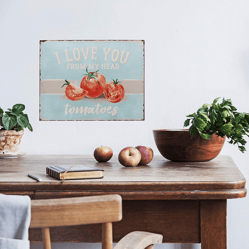 Barnyard Designs I Love You from My Head Tomatoes Funny Retro Vintage Tin Bar Sign Country Home Decor 13” x 10”