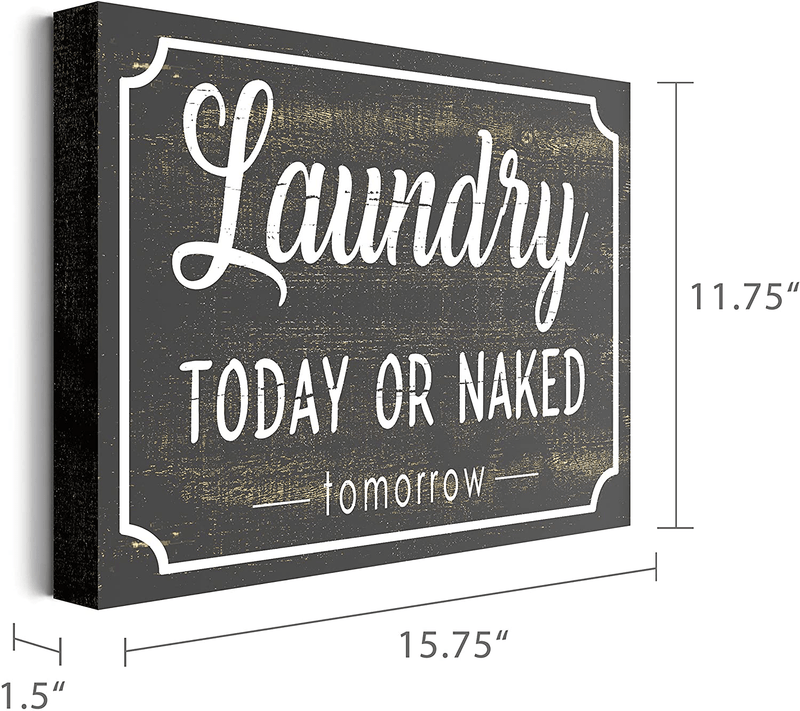 Barnyard Designs Laundry Today Or Naked Tomorrow Rustic Wood Sign with Sayings Funny Laundry Room Wall Decor 15.75” x 11.75” Home & Garden > Decor > Seasonal & Holiday Decorations Barnyard Designs   
