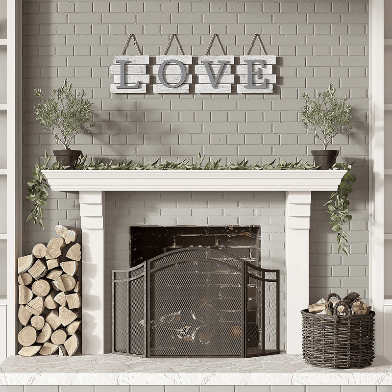 Barnyard Designs Love Wall Tile Sign, Distressed Rustic Farmhouse Wood Wall Decor for Home and Kitchen 32" x 8” Home & Garden > Decor > Seasonal & Holiday Decorations Barnyard Designs   