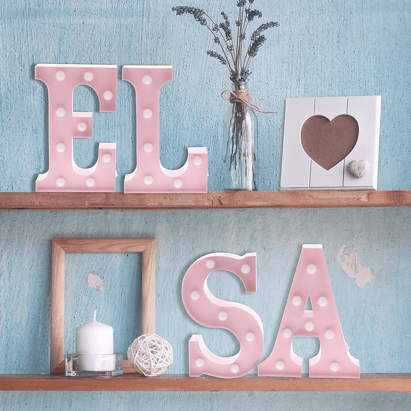 Barnyard Designs Metal Marquee Letter A Light Up Wall Initial Nursery Letter, Home and Event Decoration 9” (Baby Pink) Home & Garden > Decor > Seasonal & Holiday Decorations& Garden > Decor > Seasonal & Holiday Decorations Barnyard Designs   