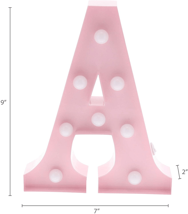 Barnyard Designs Metal Marquee Letter A Light Up Wall Initial Nursery Letter, Home and Event Decoration 9” (Baby Pink) Home & Garden > Decor > Seasonal & Holiday Decorations& Garden > Decor > Seasonal & Holiday Decorations Barnyard Designs   