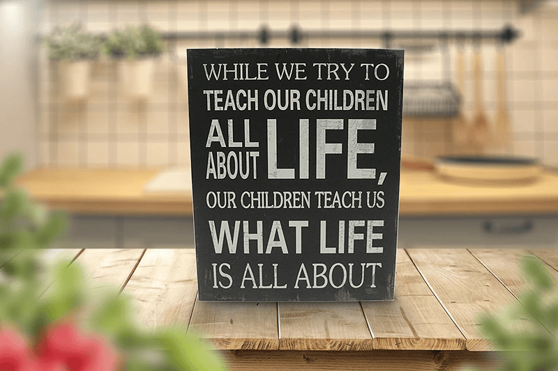 Barnyard Designs 'Our Children Teach Us What Life is All About' Wooden Box Wall Art Sign, Primitive Country Farmhouse Home Decor Sign with Sayings, 8" x 10" Home & Garden > Decor > Seasonal & Holiday Decorations Barnyard Designs   