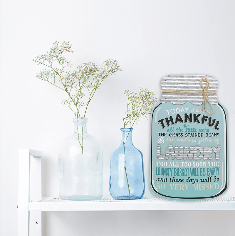 Barnyard Designs 'Today I Will Be Thankful' Rustic Mason Jar Sign, Decorative Wood and Metal Wall Art, Vintage Country Home Decor, 9" x 14" Home & Garden > Decor > Seasonal & Holiday Decorations Barnyard Designs   