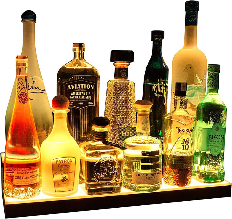 Barsquad LED Lighted Bar Shelf - 24In, 2 Step Illuminated Liquor Bottle Display Shelf with Multicolor Lighting Modes, Wireless Remote Home & Garden > Kitchen & Dining > Barware Beer Squad 24in  