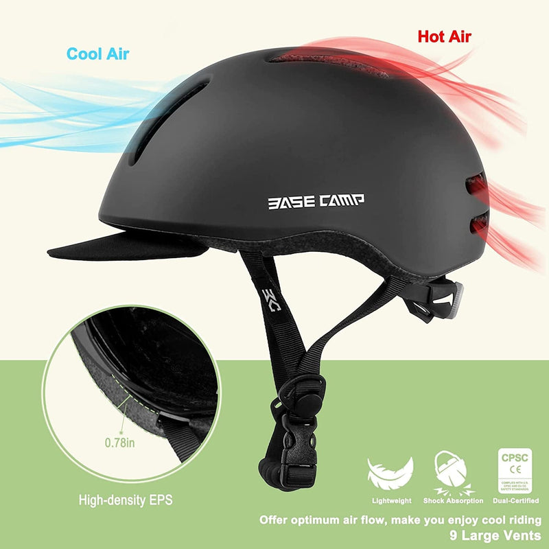 BASE CAMP Adult Bike Helmet, Men & Women Bike Helmet with Removable Visor for Urban Commuter Adjustable M Size