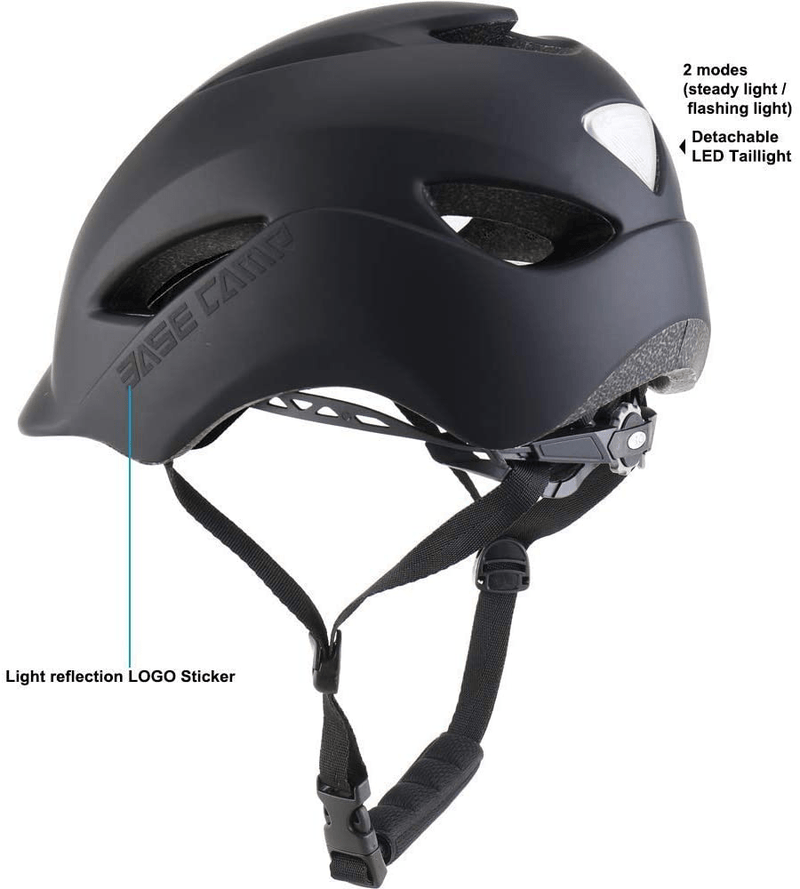 BASE CAMP Bike Helmet, Bicycle Helmet with Light for Adult Men Women Commuter Urban Scooter Adjustable M Size Sporting Goods > Outdoor Recreation > Cycling > Cycling Apparel & Accessories > Bicycle Helmets BASE CAMP   
