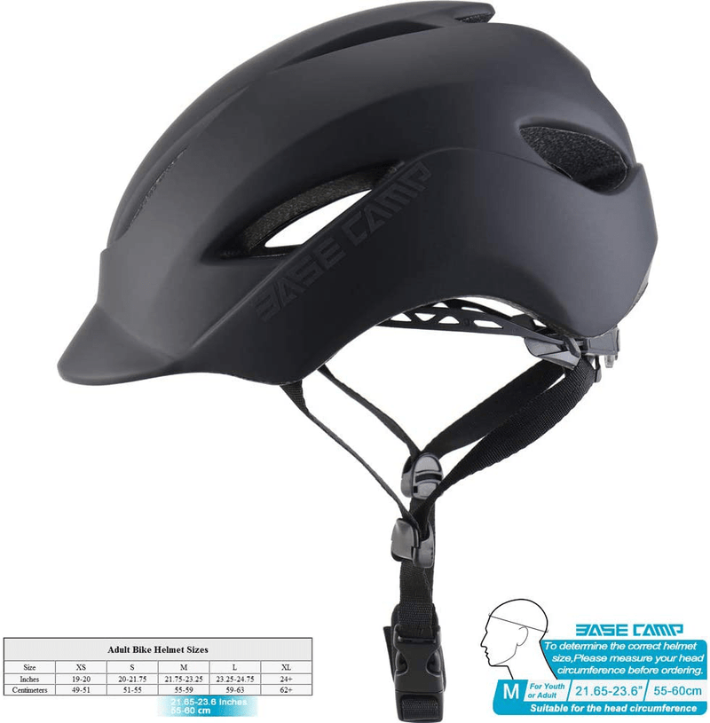 BASE CAMP Bike Helmet, Bicycle Helmet with Light for Adult Men Women Commuter Urban Scooter Adjustable M Size Sporting Goods > Outdoor Recreation > Cycling > Cycling Apparel & Accessories > Bicycle Helmets BASE CAMP   