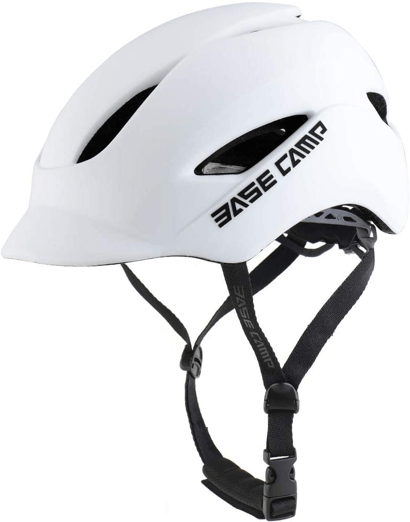 BASE CAMP Bike Helmet, Bicycle Helmet with Light for Adult Men Women Commuter Urban Scooter Adjustable M Size Sporting Goods > Outdoor Recreation > Cycling > Cycling Apparel & Accessories > Bicycle Helmets BASE CAMP Matte White  