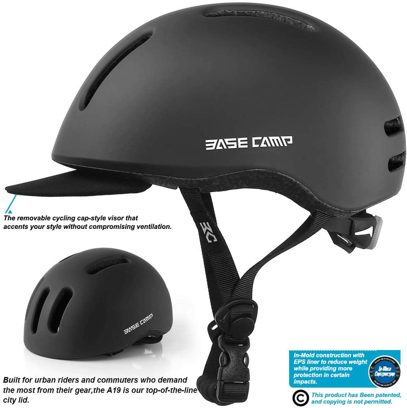 BASE CAMP Bike Helmet, Bicycle Helmet with Removable Visor for Adult Men Women Commuter Urban Scooter Adjustable M Size Sporting Goods > Outdoor Recreation > Cycling > Cycling Apparel & Accessories > Bicycle Helmets BASE CAMP   