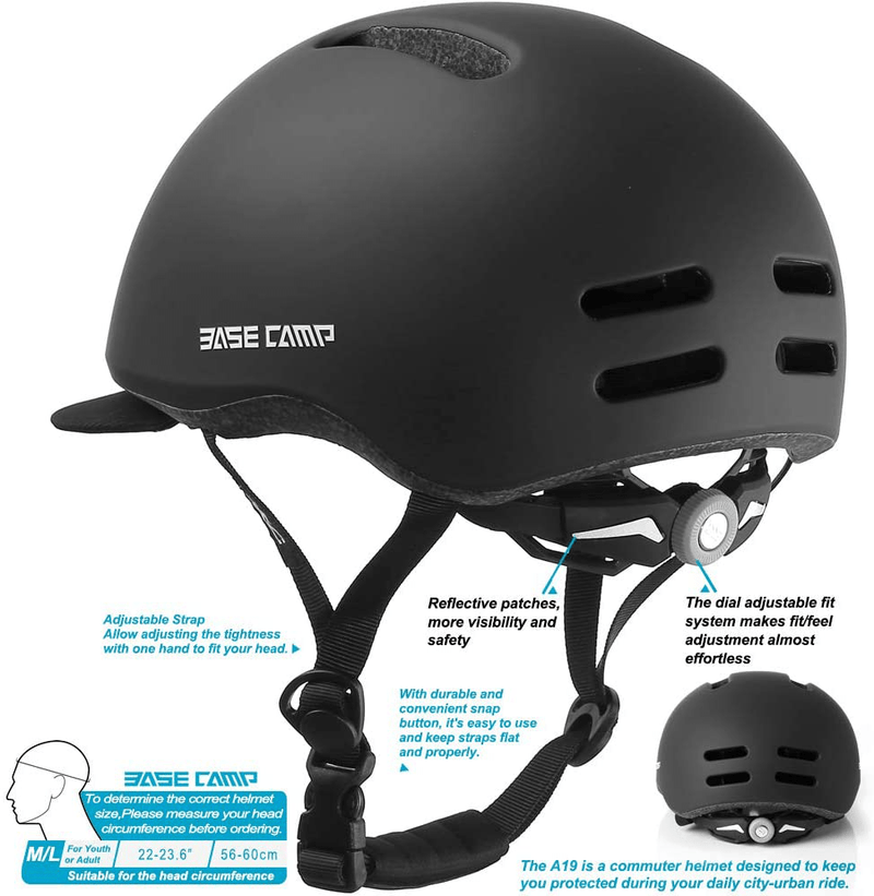 BASE CAMP Bike Helmet, Bicycle Helmet with Removable Visor for Adult Men Women Commuter Urban Scooter Adjustable M Size Sporting Goods > Outdoor Recreation > Cycling > Cycling Apparel & Accessories > Bicycle Helmets BASE CAMP   