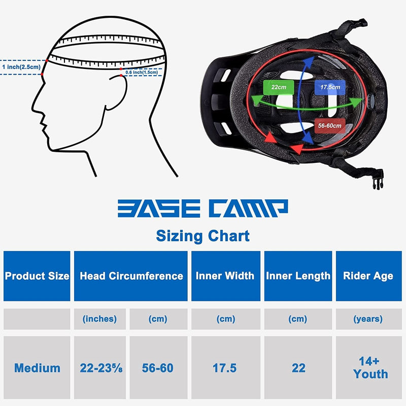 BASE CAMP Mountain Bike Helmet, Bike Helmet with Visor for Adult Men Women, Lightweight Adjustable Cycling MTB Helmet Sporting Goods > Outdoor Recreation > Cycling > Cycling Apparel & Accessories > Bicycle Helmets BASE CAMP   