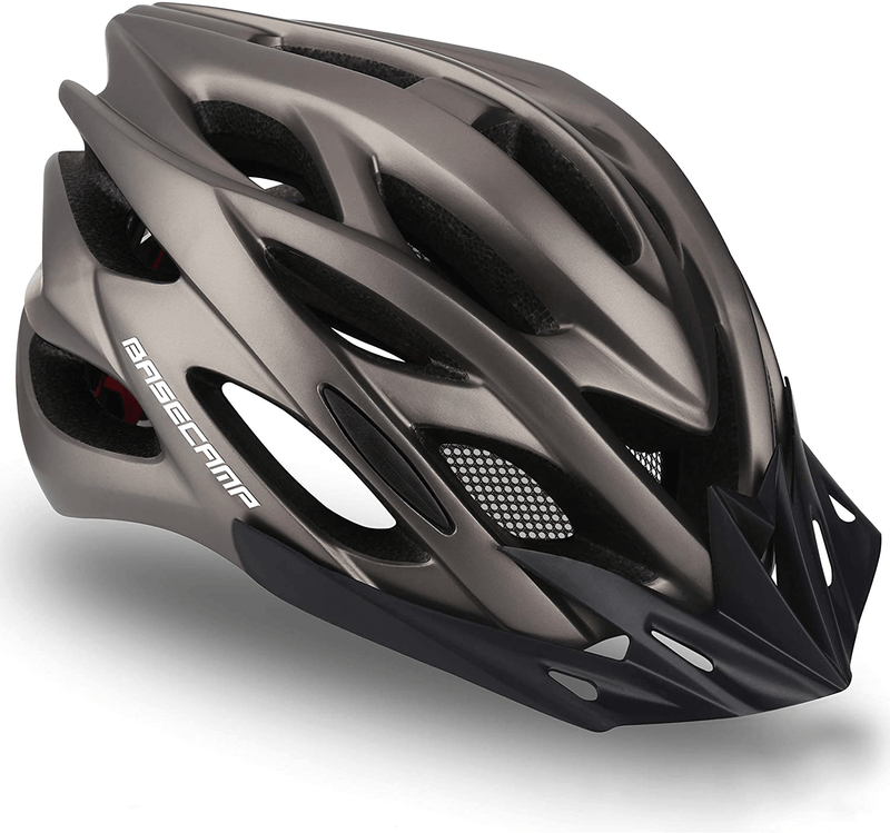 Basecamp Specialized Bike Helmet, Bicycle Helmet with Helmet Accessories-Led Light/Removable Visor/Portable Bag Cycling Helmet Bc-ddtk Adjustable for Adult Men&Women Road&Mountain Sporting Goods > Outdoor Recreation > Cycling > Cycling Apparel & Accessories > Bicycle Helmets Basecamp Titanium  