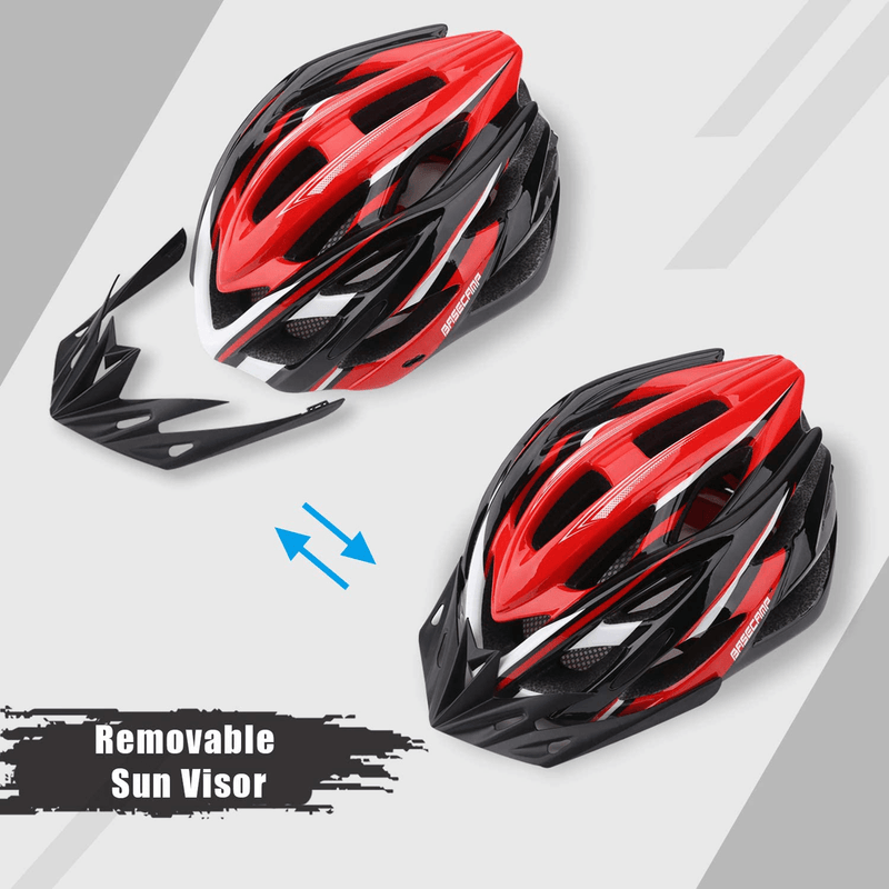 Basecamp Specialized Bike Helmet, Bicycle Helmet with Helmet Accessories-Led Light/Removable Visor/Portable Bag Cycling Helmet Bc-ddtk Adjustable for Adult Men&Women Road&Mountain Sporting Goods > Outdoor Recreation > Cycling > Cycling Apparel & Accessories > Bicycle Helmets Basecamp   