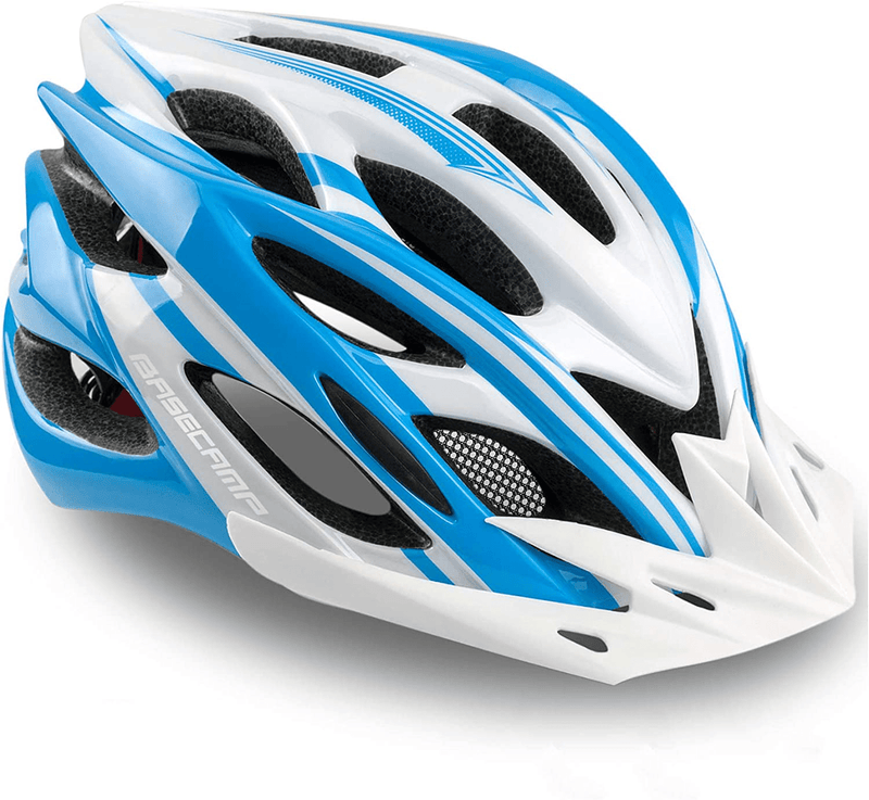 Basecamp Specialized Bike Helmet, Bicycle Helmet with Helmet Accessories-Led Light/Removable Visor/Portable Bag Cycling Helmet Bc-ddtk Adjustable for Adult Men&Women Road&Mountain Sporting Goods > Outdoor Recreation > Cycling > Cycling Apparel & Accessories > Bicycle Helmets Basecamp BlueWhite  