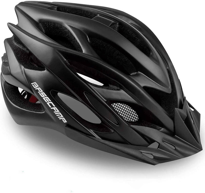 Basecamp Specialized Bike Helmet, Bicycle Helmet with Helmet Accessories-Led Light/Removable Visor/Portable Bag Cycling Helmet Bc-ddtk Adjustable for Adult Men&Women Road&Mountain Sporting Goods > Outdoor Recreation > Cycling > Cycling Apparel & Accessories > Bicycle Helmets Basecamp Black  