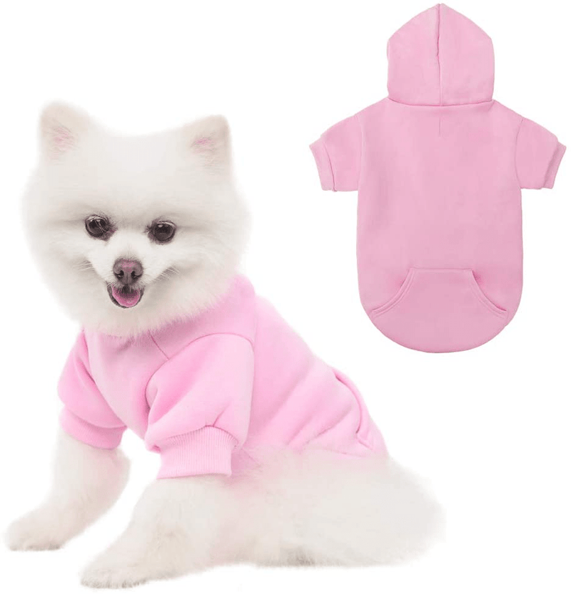 Basic Dog Hoodie - Soft and Warm Dog Hoodie Sweater with Leash Hole and Pocket, Dog Winter Coat, Cold Weather Clothes for XS-XXL Dogs Animals & Pet Supplies > Pet Supplies > Dog Supplies > Dog Apparel KOOLTAIL Pink X-Small (Pack of 1) 