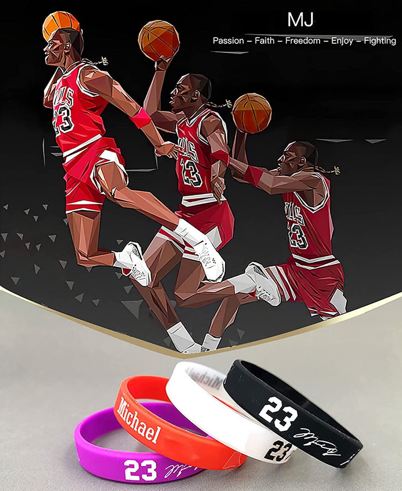 Basketball Silicone-Bracelet Basketball-Star Keychain, Sport Star Signature Rubber Wristbands for Men, Basketball Accessories Sports Wristbands Gifts for Mens Boys (7-Pack)