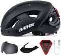 BATFOX Bike Helmets for Men Women,With Rear Rechargeable Safety LED Light + Sun Visor + Eye Shield Goggles Sporting Goods > Outdoor Recreation > Cycling > Cycling Apparel & Accessories > Bicycle Helmets BATFOX Black-matte(Goggles+Sun Visor) L/XL(57-61CM) 