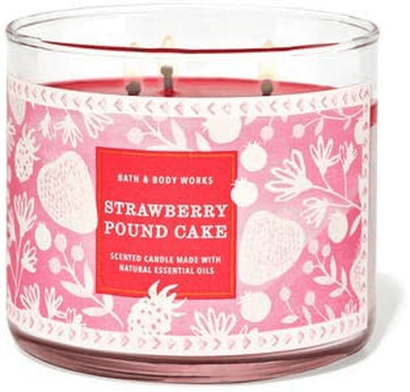 Bath and Body Works, White Barn 3-Wick Candle w/Essential Oils - 14.5 oz - 2021 Fresh Spring Scents! (Strawberry Pound Cake) Home & Garden > Decor > Home Fragrances > Candles Bath & Body Works Strawberry Pound Cake  