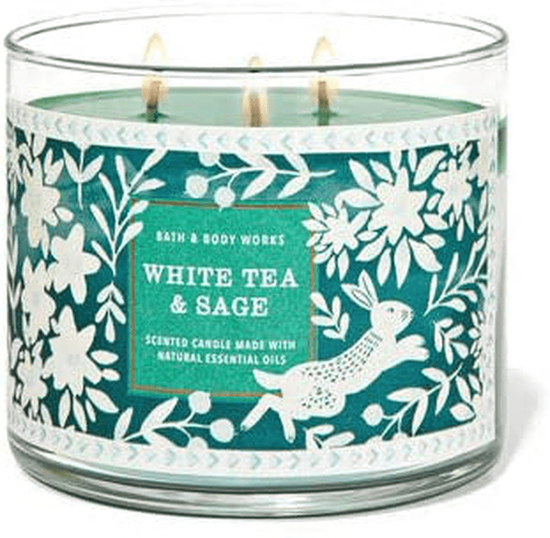 Bath and Body Works, White Barn 3-Wick Candle w/Essential Oils - 14.5 oz - 2021 Fresh Spring Scents! (Strawberry Pound Cake) Home & Garden > Decor > Home Fragrances > Candles Bath & Body Works White Tea & Sage  