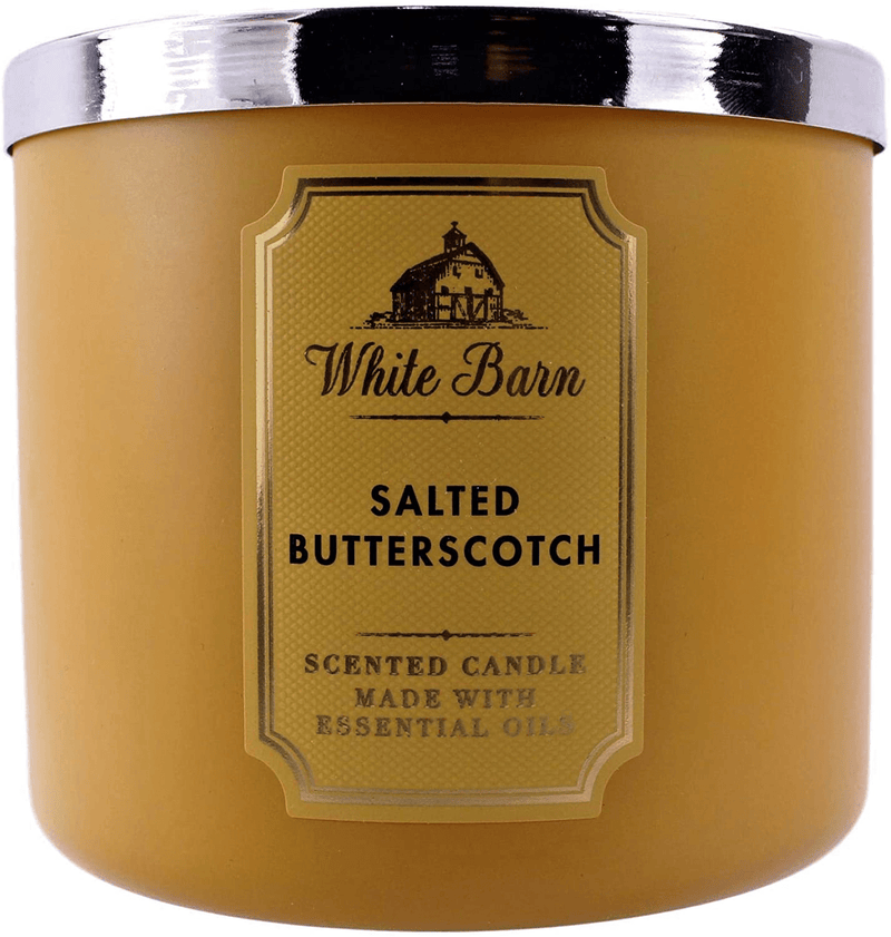 Bath and Body Works White Barn Salted Butterscotch 3 Wick Candle 14.5 Ounce Basic White Barn Label Home & Garden > Decor > Home Fragrances > Candles Bath & Body Works   