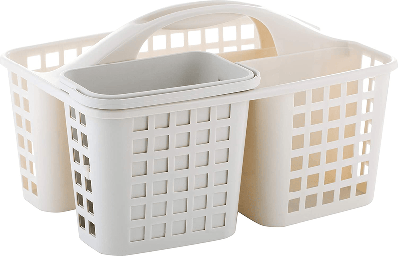 Bath Bliss 2 in 1 Portable, Bathroom Shower Caddy for Shampoo, Conditioner, Soap, and Cosmetics, in White Bath Tote Sporting Goods > Outdoor Recreation > Camping & Hiking > Portable Toilets & Showers Bath Bliss White  