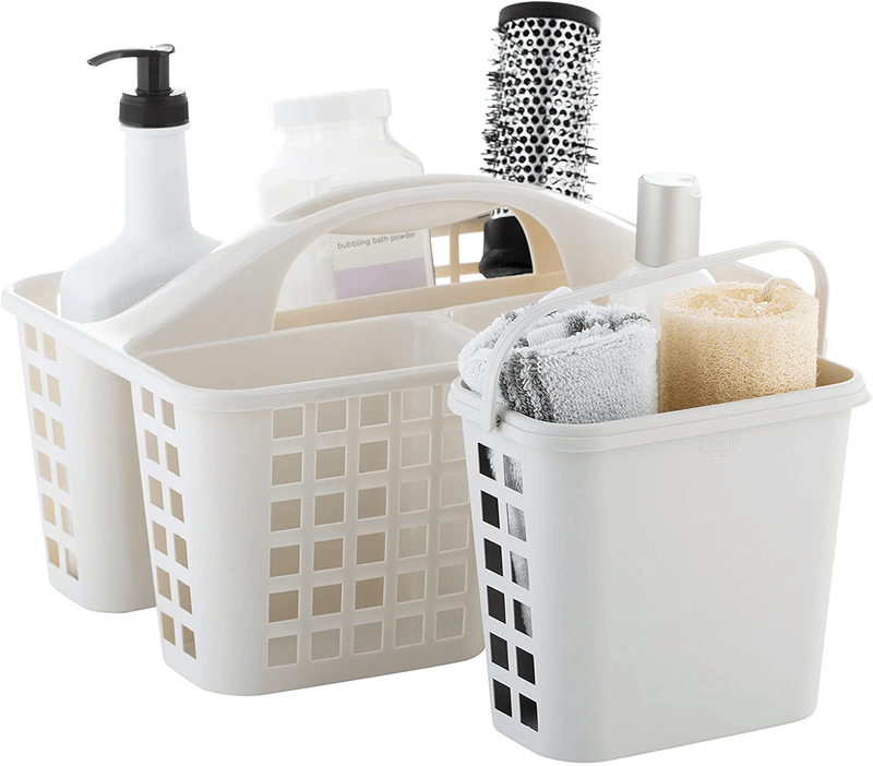 Bath Bliss 2 in 1 Portable, Bathroom Shower Caddy for Shampoo, Conditioner, Soap, and Cosmetics, in White Bath Tote Sporting Goods > Outdoor Recreation > Camping & Hiking > Portable Toilets & Showers Bath Bliss   