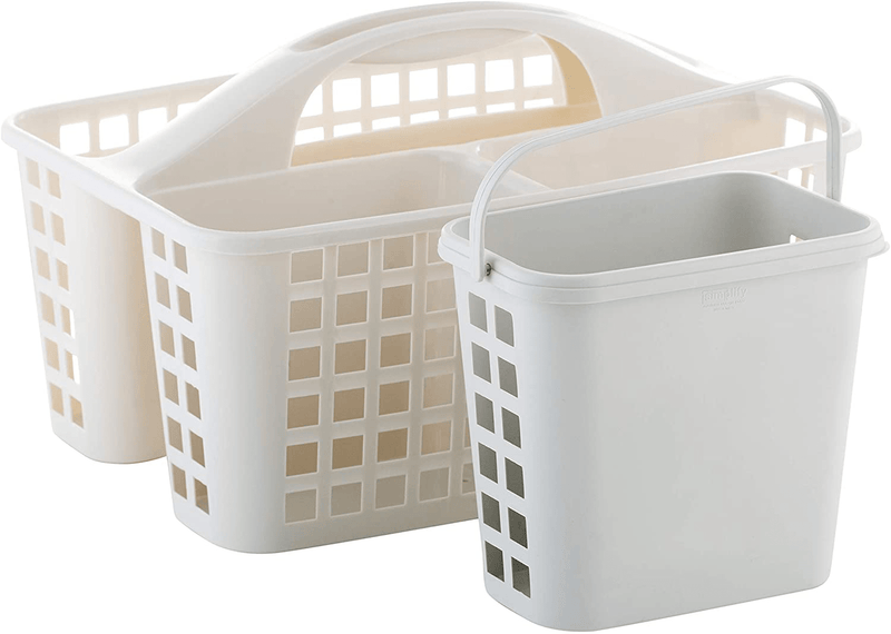 Bath Bliss 2 in 1 Portable, Bathroom Shower Caddy for Shampoo, Conditioner, Soap, and Cosmetics, in White Bath Tote Sporting Goods > Outdoor Recreation > Camping & Hiking > Portable Toilets & Showers Bath Bliss   