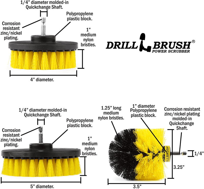Bathroom Accessories - Drill Brush - Shower Cleaner - Shower Curtain - Bathtub - Bath Mat - Sink - Tile - Grout Cleaner - Porcelain - Fiberglass - Cast Iron - Tub - Flooring Sporting Goods > Outdoor Recreation > Camping & Hiking > Portable Toilets & Showers Drill Brush Power Scrubber by Useful Products   
