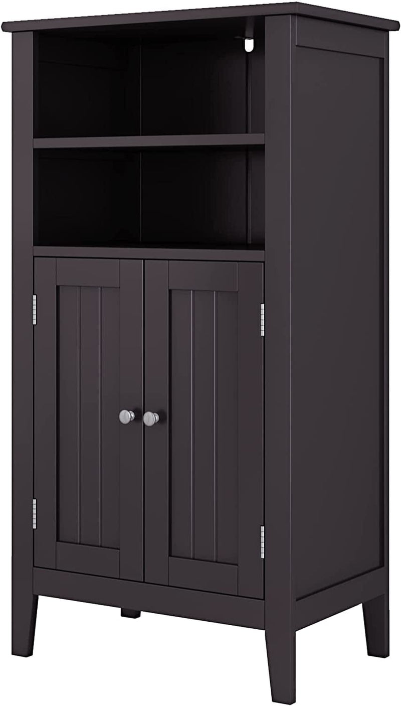 Bathroom Floor Cabinet, Double Door Storage Organizer with Shelves for Home Office Furniture, Dark Brown Home & Garden > Household Supplies > Storage & Organization SHUANGZ   