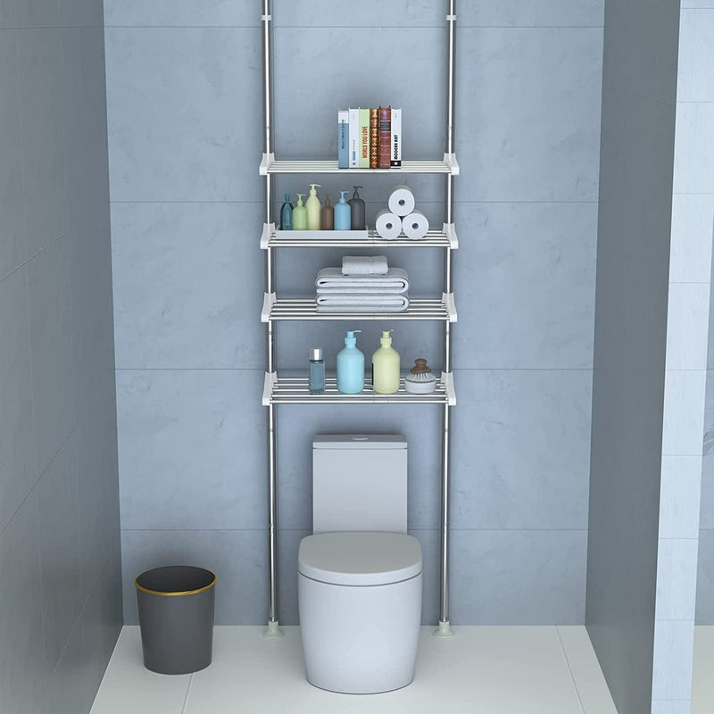 Bathroom Organizer, over the Toilet Storage or Washer, 4-Tier Adjustable Shelves for Small Room Bathroom Bedroom Storage, Saver Space, 97 to 116 Inch Tall Home & Garden > Household Supplies > Storage & Organization Harrms   