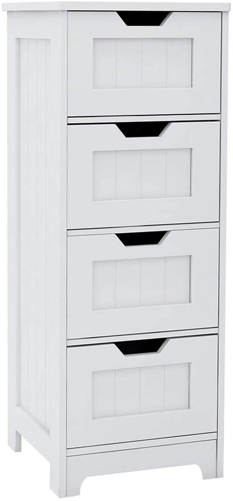 Bathroom Storage Cabinet RASOO White Freestanding Floor Storage Cupboard Adjustable Shelf with 4 Drawers and 1 Door Home & Garden > Household Supplies > Storage & Organization RASOO 4 drawers  