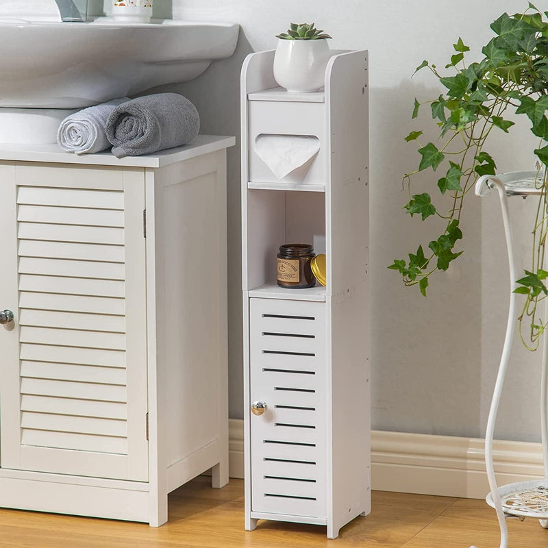 Bathroom Storage Cabinet,Small Bathroom Storage Cabinet Great for Toilet Paper Holder,Narrow Bathroom Cabinet-Over the Toilet Storage Waterproof for Small Spaces,White Bathroom Organizer by AOJEZOR Home & Garden > Household Supplies > Storage & Organization AOJEZOR Thick Cloud White 30"H 