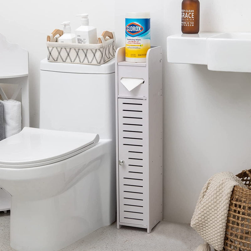 Bathroom Storage Cabinet,Small Bathroom Storage Cabinet Great for Toilet Paper Holder,Narrow Bathroom Cabinet-Over the Toilet Storage Waterproof for Small Spaces,White Bathroom Organizer by AOJEZOR Home & Garden > Household Supplies > Storage & Organization AOJEZOR Thick Cloud White 31.5"H 