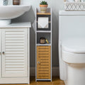 Bathroom Storage Cabinet,Small Bathroom Storage Cabinet Great for Toilet Paper Holder,Narrow Bathroom Cabinet-Over the Toilet Storage Waterproof for Small Spaces,White Bathroom Organizer by AOJEZOR Home & Garden > Household Supplies > Storage & Organization AOJEZOR White/Bamboo 30"H (pro rod) 