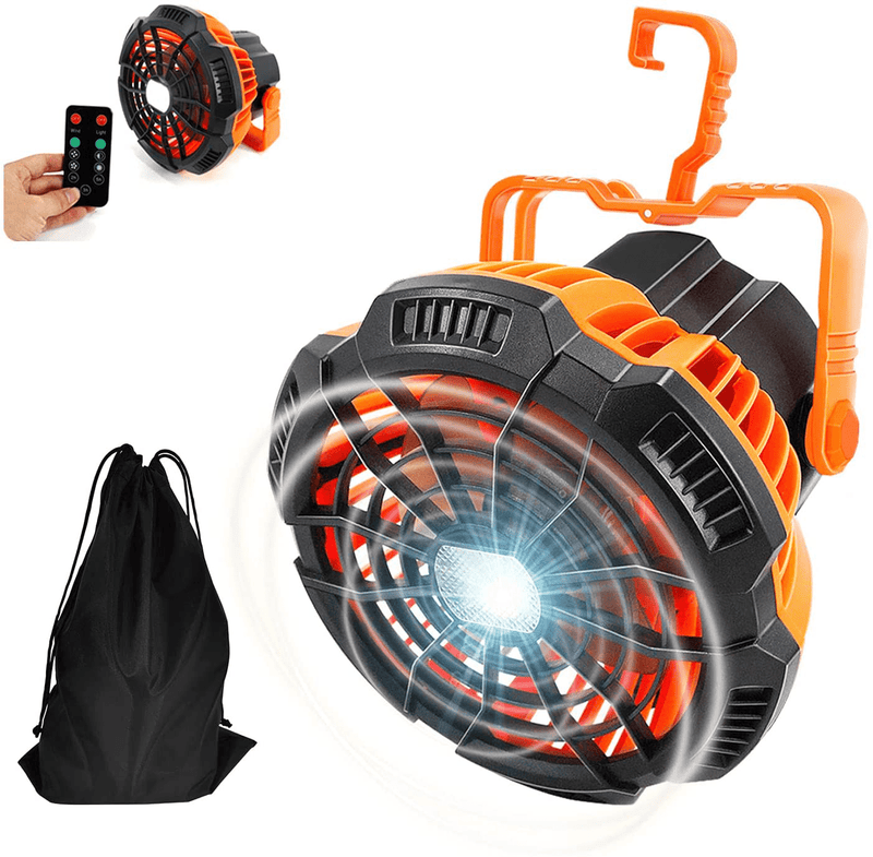 Battery Operated Fan with Carry Bag & Light for Camping Tent & Hammock,Lexenic 2 in 1 Remote USB Rechargeable Small Desk Fan with LED Lighting & Hanging Hook for Outdoor Camping Accessories, Office Desk Sporting Goods > Outdoor Recreation > Camping & Hiking > Tent Accessories Lexenic   