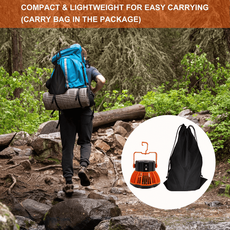 Battery Operated Fan with Carry Bag & Light for Camping Tent & Hammock,Lexenic 2 in 1 Remote USB Rechargeable Small Desk Fan with LED Lighting & Hanging Hook for Outdoor Camping Accessories, Office Desk Sporting Goods > Outdoor Recreation > Camping & Hiking > Tent Accessories Lexenic   