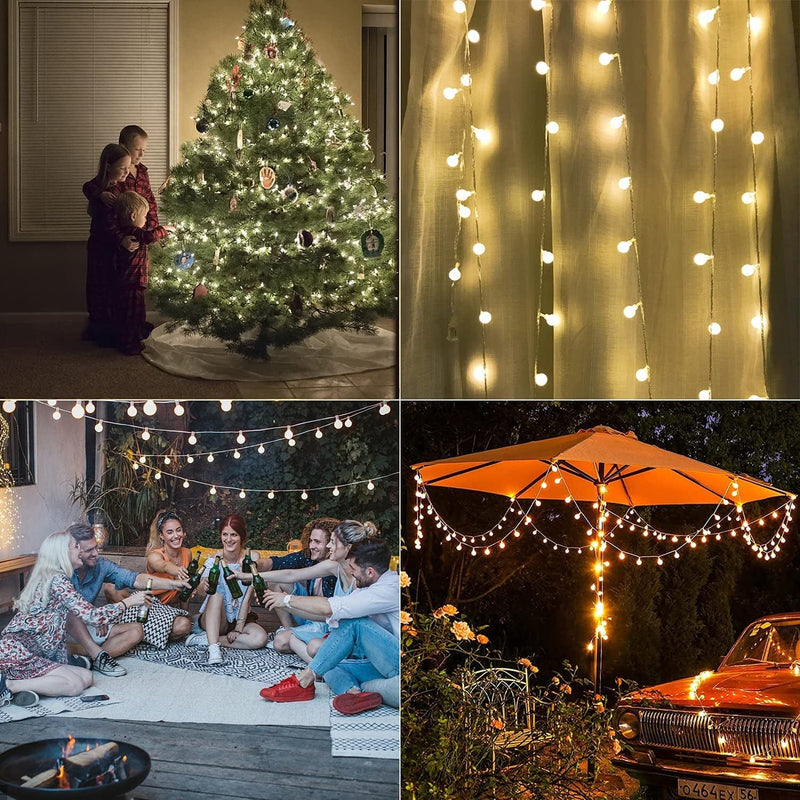 Battery Operated LED Globe String Lights, 2-Pack Total 52FT 120Leds - Each 26FT 60Leds 8 Mode Waterproof Christmas Fairy String Lights with Remote for Home Bedroom Garden Wedding Party Decoration Home & Garden > Lighting > Light Ropes & Strings GHUSTAR   
