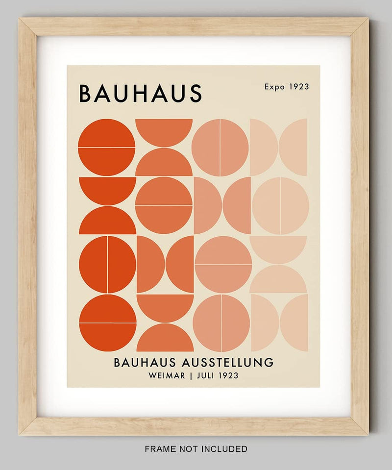 Bauhaus Mid Century Modern Wall Art - 11X14" UNFRAMED Print - Abstract, Minimal Wall Decor - Exhibition Poster Replication (Orange) Home & Garden > Decor > Artwork > Posters, Prints, & Visual Artwork K&L DESIGN CO.   