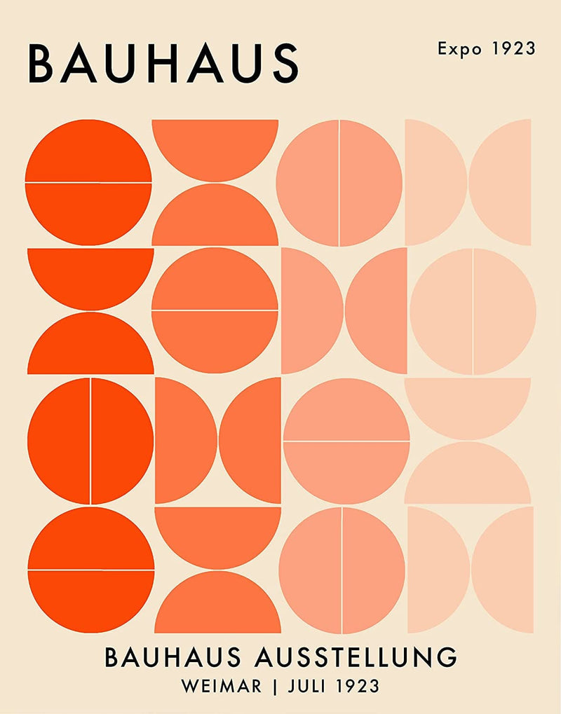 Bauhaus Mid Century Modern Wall Art - 11X14" UNFRAMED Print - Abstract, Minimal Wall Decor - Exhibition Poster Replication (Orange) Home & Garden > Decor > Artwork > Posters, Prints, & Visual Artwork K&L DESIGN CO.   