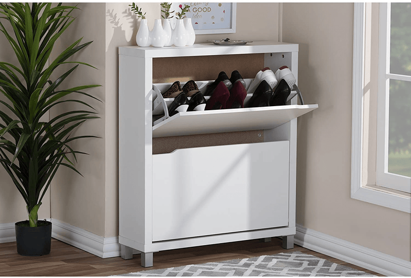 Baxton Studio Simms Modern Shoe Cabinet, White