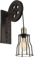 BAYCHEER 1 Light Wall Sconce Keyed Socket Pulley LED Industrial Wall Sconces Retro Wall Lights Fixture for Indoor Lighting Barn Restaurant in Rust Finished Home & Garden > Pool & Spa > Pool & Spa Accessories BAYCHEER D Rust  