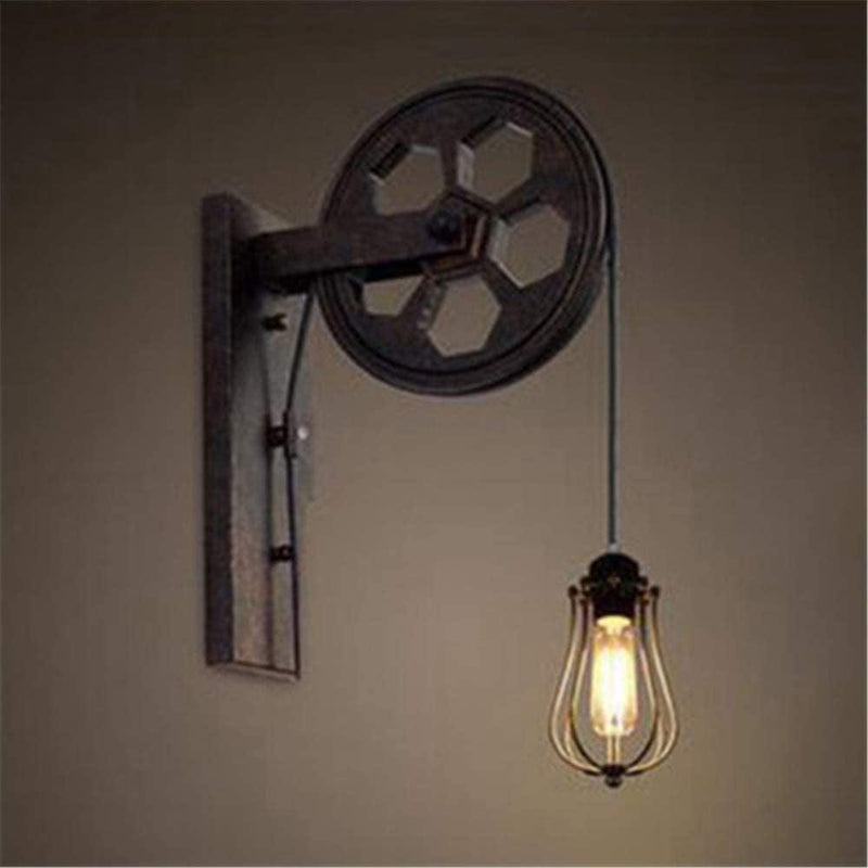 BAYCHEER 1 Light Wall Sconce Keyed Socket Pulley LED Industrial Wall Sconces Retro Wall Lights Fixture for Indoor Lighting Barn Restaurant in Rust Finished Home & Garden > Pool & Spa > Pool & Spa Accessories BAYCHEER G Rust  