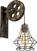 BAYCHEER 1 Light Wall Sconce Keyed Socket Pulley LED Industrial Wall Sconces Retro Wall Lights Fixture for Indoor Lighting Barn Restaurant in Rust Finished Home & Garden > Pool & Spa > Pool & Spa Accessories BAYCHEER F Rust  