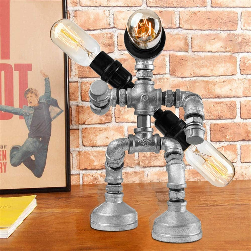 BAYCHEER Industrial Table Lamp Retro Robot Lamp Night Light Lamps for Bedrooms Bar and Restaurant Creative Water Pipe Desk Light in Silver Finish 3 Lights Button Switch Home & Garden > Pool & Spa > Pool & Spa Accessories BAYCHEER   
