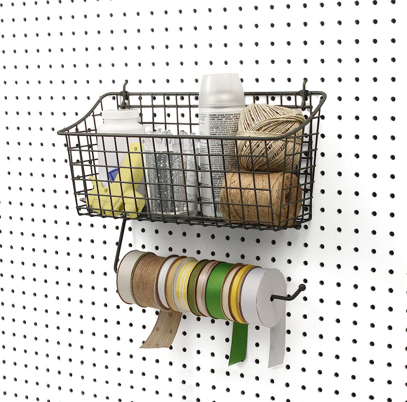 Spectrum Diversified Pegboard/Wall Mount Basket and Paper Towel Holder, 5.5" L X 15.25" W, Industrial Gray Sporting Goods > Outdoor Recreation > Fishing > Fishing Rods Spectrum Diversified Designs   