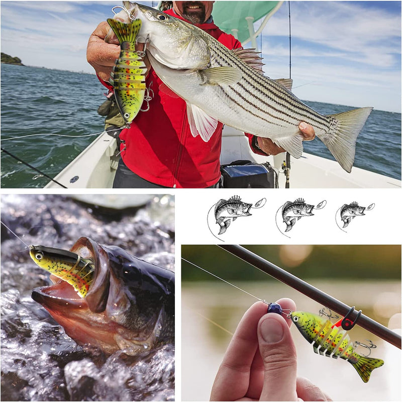 ZACX 3D Lifelike Fishing Lures for Bass Trout Perch Freshwater Fishing Lures Multi Jointed Swimbait Hard Bait Freshwater Fishing Gear Fishing Stuff Fishing Gifts for Men Sporting Goods > Outdoor Recreation > Fishing > Fishing Tackle > Fishing Baits & Lures ZACX   
