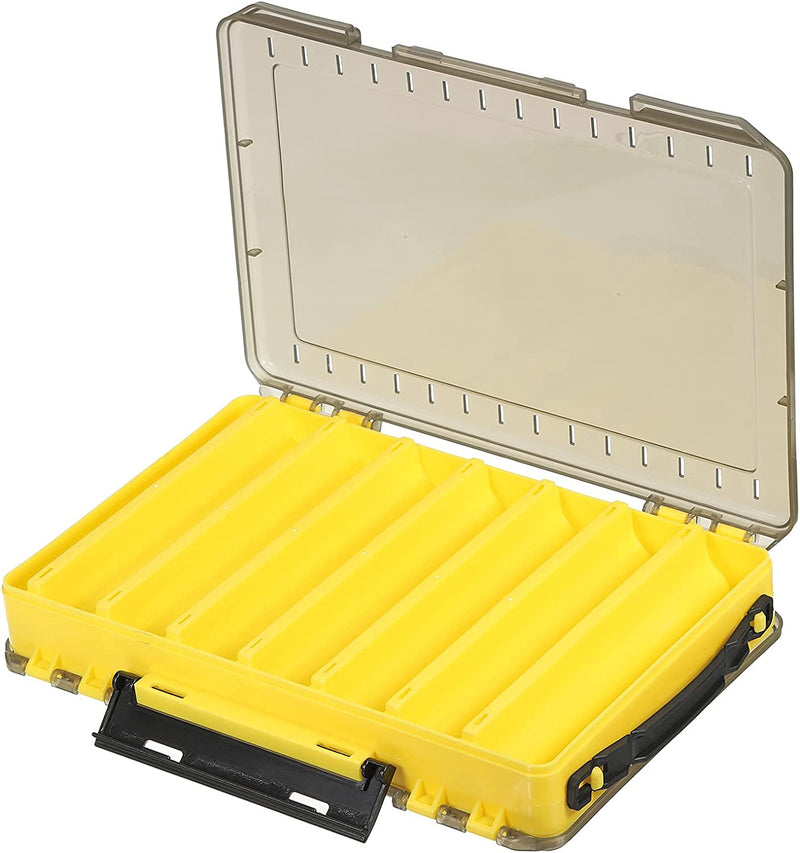 PATIKIL Double-Sided Fishing Lure Box, Plastic 14 Grids Fish Tackle Bait Organizer Storage Container, Yellow Sporting Goods > Outdoor Recreation > Fishing > Fishing Tackle PATIKIL   